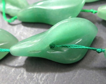 2 str -Green Aventurine Calla Lily Flower beads 38x17mm- 10pcs/Strand