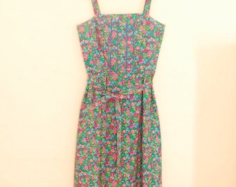 Bright Floral Print Dress - 1980s