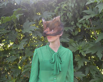 Dark Forest Fox Mask, handmade