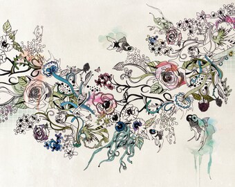 Large Canvas Painting, Modern Artwork of Flowers, Print of Original Art, Living Room Art