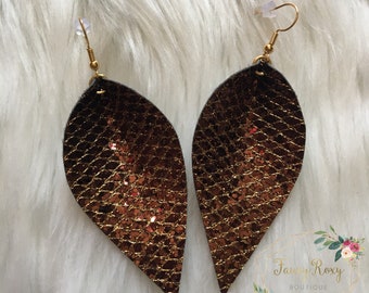 Brown Glitter Lattice Earrings