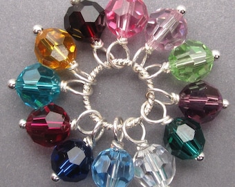 Swarovski Birthstone Charms, Wine Charms, Stitch Markers, Bracelet Charms, Interchangeable Earrings Jewelry, 6mm Swarovski Crystal Beads