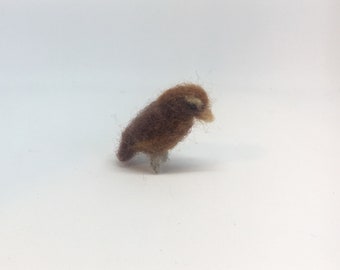 Tiny woodpecker, needle felted miniature bird soft sculpture, by Little Bea Studio
