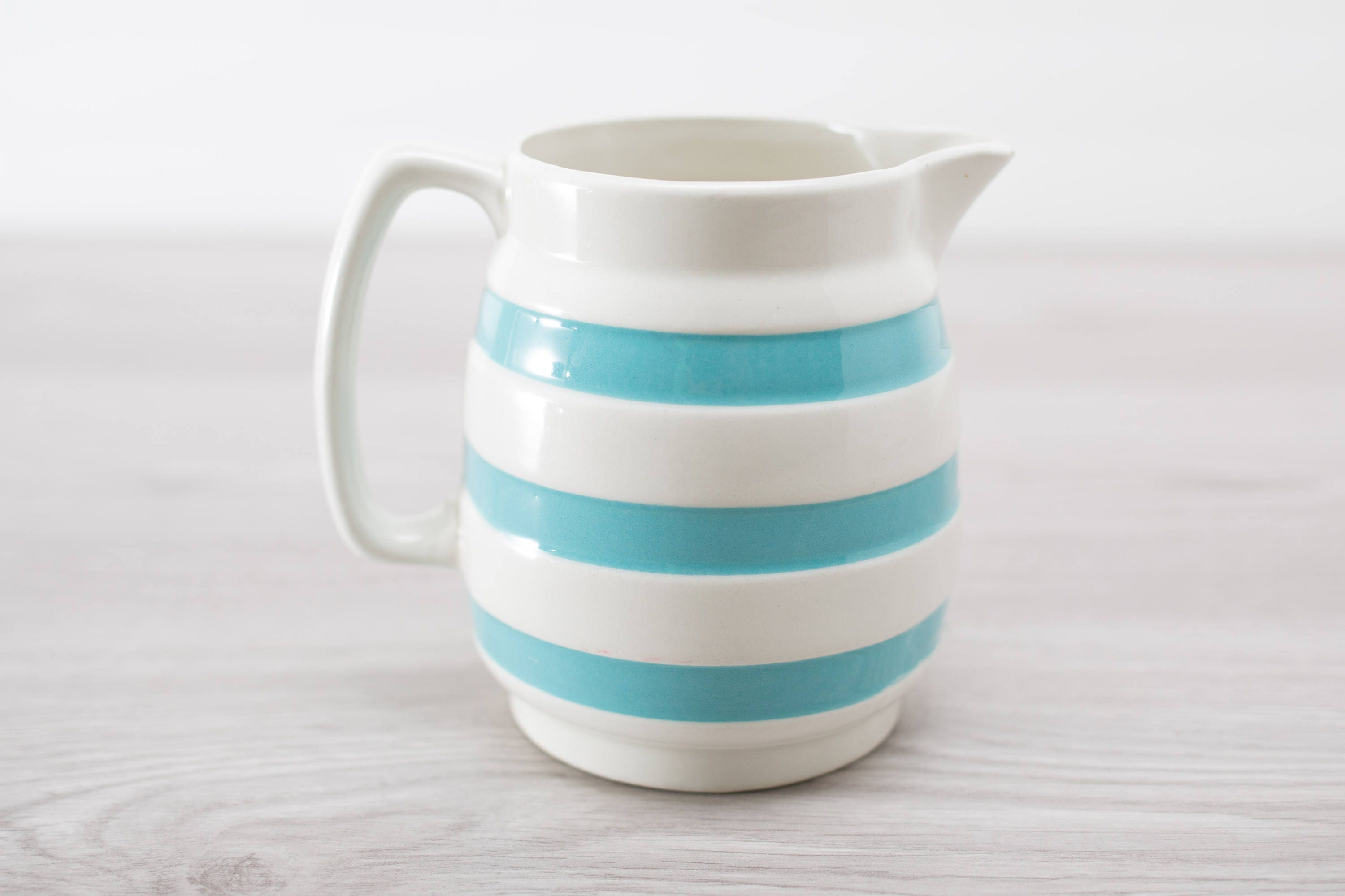 Vintage Striped Pitcher Blue and White Carrigaline Pottery Milk