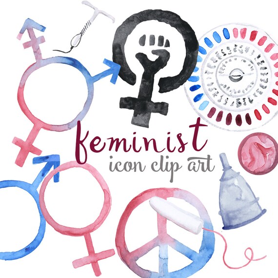 Watercolor Feminist Icon Clip Art Digital Download