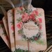 Vintage Christmas Greeting Wreath Hang Tag Scrapbooking Gift Tag