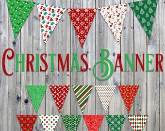 Christmas Banner - Includes 3 Sizes - Printable Christmas Decoration - Printable Bunting - Printable Garland - Instant Download