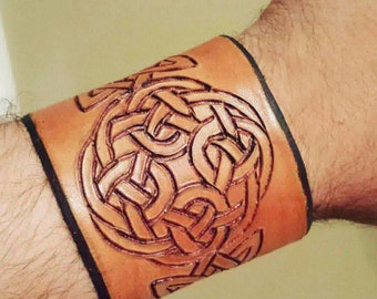 Natural Leather Celtic Cuff