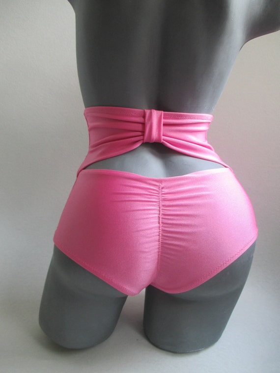 high waist sexy bikini bottom cheeky brazilian bow back