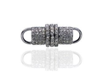 Silver Diamond Magnetic Barrel Clasp ESDC1793