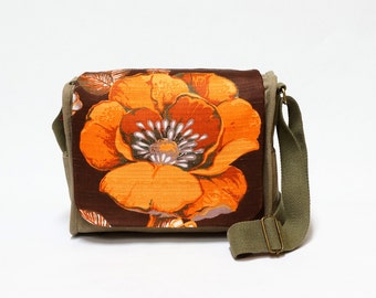 Rhoda - Vintage Fabric upcycled canvas shoulder bag by EllaOsix