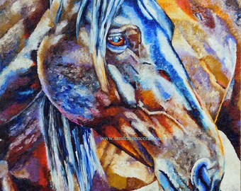 Original Horse Oil Painting 30"x30" BIG painted by knife