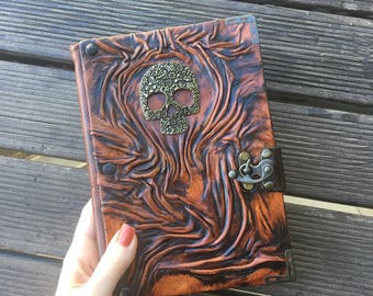 Leather Journal, Leather Notebook, Leather Sketchbook, Skull Journal, Perfect Gift Idea