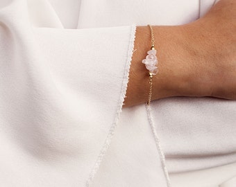Rose Quartz Bar Bracelet - Rose Quartz Bracelet - Rose Quartz Beaded Bar Bracelet - January Birthstone Bracelet - Dainty Gemstone Bracelet