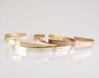 Delicate custom coordinates bracelet, Custom Coordinates Cuff Personalized Latitude Longitude Jewelry GPS Coordinates Jewelry sister jewelry