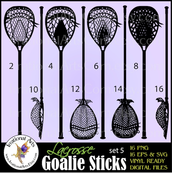 Lacrosse Goalie Sticks set 5 Vinyl Ready Vector digital