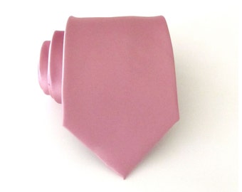 Mens Tie With *FREE* Matching Pocket Square. Dusty Rose Tie Pocket Square Set