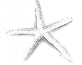 White starfish 8x10 watercolor print