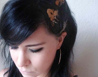 feather headband - feather hair clip - bohemian feather fascinator - feather hair piece - women's hair accessory - black feather - KAYLA