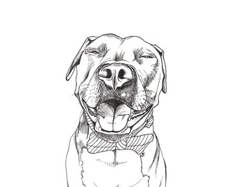 Contemporary Pit Bull Illustration Print