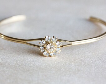 Crystal Flower Cuff Bracelet