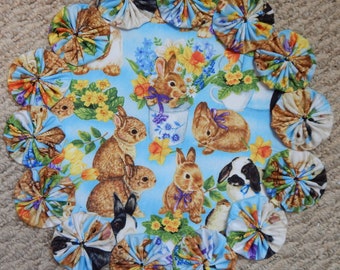 Spring Bunnies 12" Yo Yo Doily
