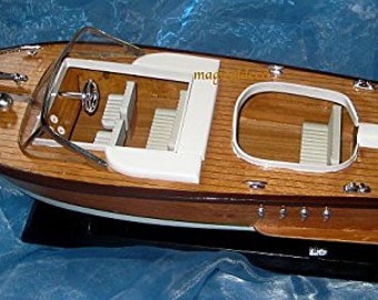 Wooden boat model boat motor boat Italy - Wooden ship model boat Italy 50 cm / 19.7 inches