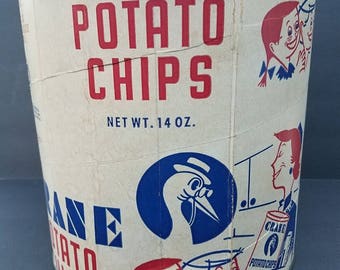 Crane Potato Chips 14 oz. Round Container
