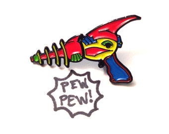 Pew Pew Ray Gun Enamel Pin - Soft Enamel - Retro Sci-FI