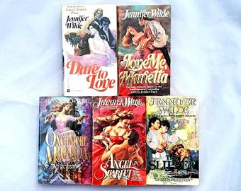 Jennifer Wilde Vintage Set of Five Paperback Romance Novels Books