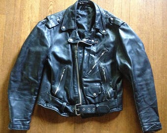 1980s Classic Black Leather Motorcycle Jacket