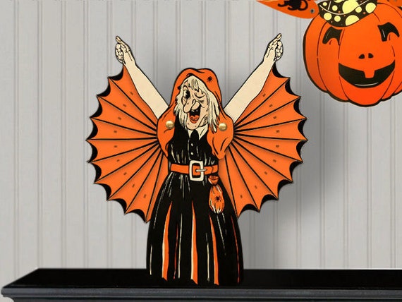 Printable Vintage Witch Decor Printable Halloween Winged Witch