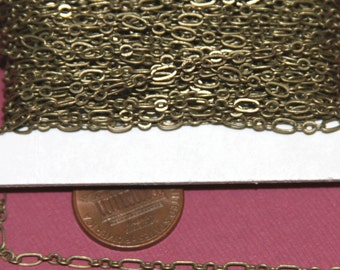 32 ft spool of Antique Brass chain ( 3 and 1 ) Long and Short Chain 4.5X2.5mm Soldered Links
