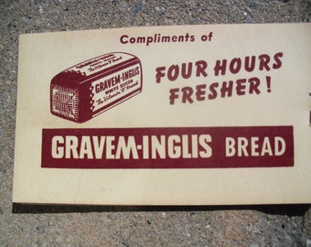Vintage 1940's Recipe Booklet Compiments of Gravem-Inglis Bread