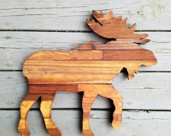 Moose, Wood Moose, Rustic Wood Moose, Wooden Moose Outline, Rustic Moose, Moose Decor, Moose Sign, Moose Cutout, Country Decor, Farm Decor