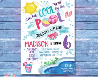 Pool Party Invitation. Pool Party Birthday Invitation. Summer Party Invitation. Cool By The Pool. Pool Party Invite. Summer Birthday. Girl