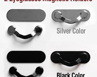 2pcs Strong Magnetic Stainless Steel Eyeglasses Holders Clips Black & Silver
