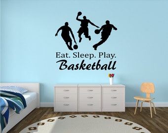 Eat. Sleep. Play. Basketball Wall Decal - basketball wall decor, basketball vinyl, basketball sports decal, basketball decor, sports decal