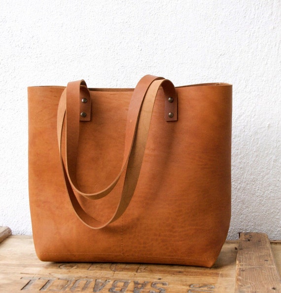 Camel Leather tote bag. Cap Sa Sal Bag. Handmade.