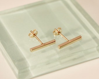 18k yellow gold bar earrings,18k/14k bar earrings,18k gold bar earrings,14k bar stud earrings,18k/10k bar stud, 18k square bar earrings,