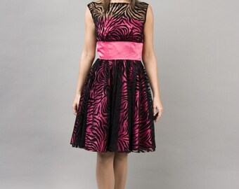 Fuschia Zebra formal dress XS