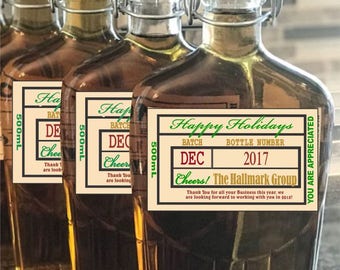 Holiday Liquor Labels - Custom Business Labels - Business Logo Whiskey Labels - Christmas Labels