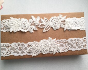 Wedding Garter , bridal garter, Tossing Garter, Keepsake Garter, off white Lace Garter, A19#