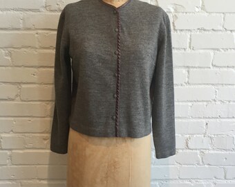 1960s Gray Jantzen Cardigan // 60s Heather Gray Button Front Sweater // Vintage 1960s Cardigan