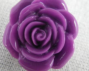Bouton pression fleur violette en résine