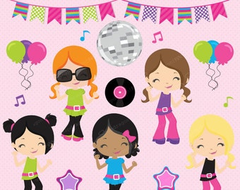 Disco clipart, Dance clipart, 1970's clipart, Retro clipart, Disco Girls, Disco Divas, Dance Party, Commercial License Included