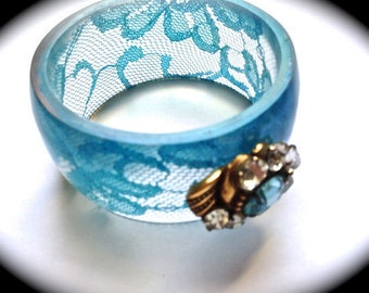 Something Blue Vintage Bangle-Wide Cuff Bracelet