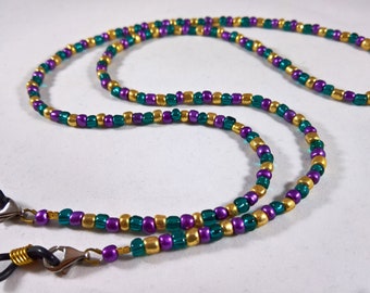 Mardi Gras Colors Purple Green Gold Eyeglass Chain/Necklace