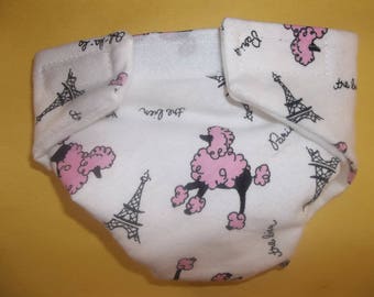 Cloth Doll diaper SIZE #2 ready to ship pink poodle fits Luvabella some Baby alive cabbage patch snackin sara stuffed animals and more