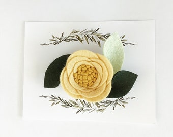 Yellow felt flower hair clip, nataliesclips